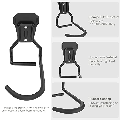 Housolution Bike Wall Mount with Fixed Hook, [4 Pack] Bike Storage Rack | Bike Rack Vertical Stand for Garage - Easily Hang/Detach - with Screws Iron Bike Hanger Brackets - size: 4 Pack