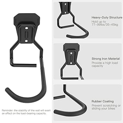 Housolution Bike Wall Mount with Fixed Hook, [4 Pack] Bike Storage Rack | Bike Rack Vertical Stand for Garage - Easily Hang/Detach - with Screws Iron Bike Hanger Brackets - size: 4 Pack
