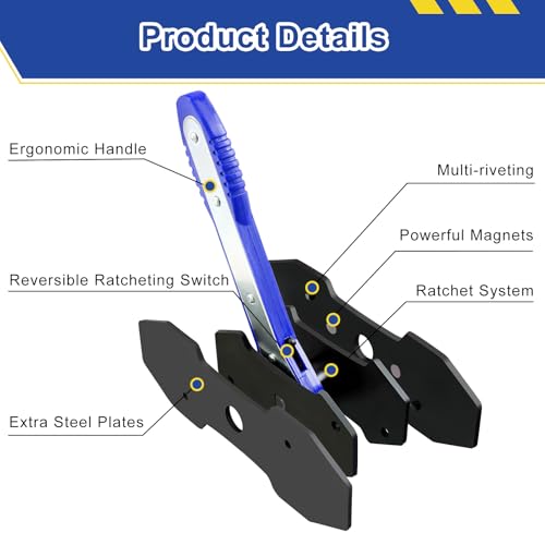 Brake Caliper Compression Tool, Caliper Piston Compressor Tool with 360° Rotating Ratchet, Brake Caliper Press Tool with 2 PCS Steel Plates for Car Disc Brake Repair, Blue - color: Blue