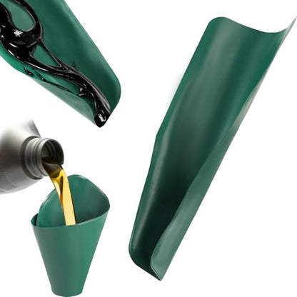 Oil Funnel Flexible Funnels for Automotive Use Reused Foldable Multi-Purpose Use Oil Change Draining Tool Spill-Free Guide Tool Draining for Trucks Motorcycles, 14.5× 6.7 × 0.03 inches
