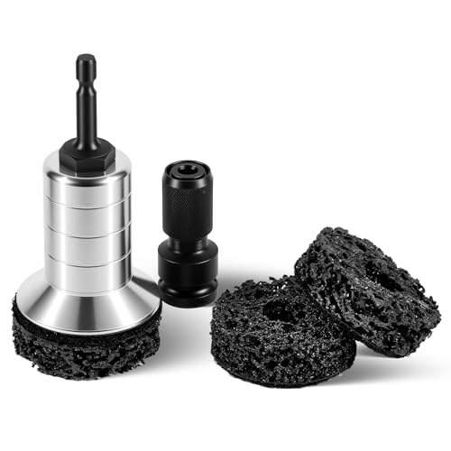 BURMONG Wheel Hub Cleaning Tool with Dual-Head Adapter, Brake Hub Cleaning Kit Includes 3 Pads for Rust Removal & Polishing, Wheel Stud Cleaner Compatible with Power Drill & 1/2" Impact Wrenches (3)