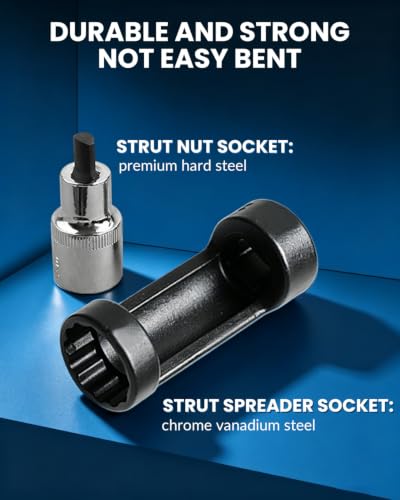Strut Nut Socket 16mm 18mm 19mm 21mm 22mm 24mm with 12 Point 1/2" Drive Suspension Strut Spreader Socket Tool Suspension Strut Split Hub Steering Knuckle Spreader Tool 9pc Shock Absorber Tool - size: 10PC