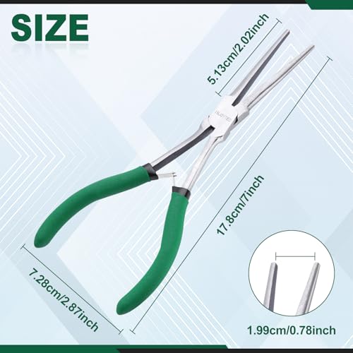 7 Inch Long Reach Needle Nose Pliers Extra Long Needle Nose Plierss With Serrated Jaw Precision Needle Nose Pliers for Narrow Spaces Jewelry Making Bending Wire and Small Object Gripping | Serrated Jaw Precision Needle Nose Pliers for Narrow Spaces Jewelr