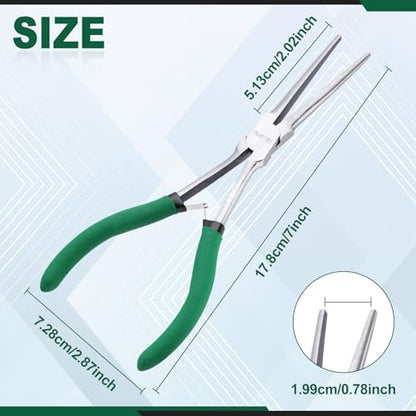 7 Inch Long Reach Needle Nose Pliers Extra Long Needle Nose Plierss With Serrated Jaw Precision Needle Nose Pliers for Narrow Spaces Jewelry Making Bending Wire and Small Object Gripping | Serrated Jaw Precision Needle Nose Pliers for Narrow Spaces Jewelr