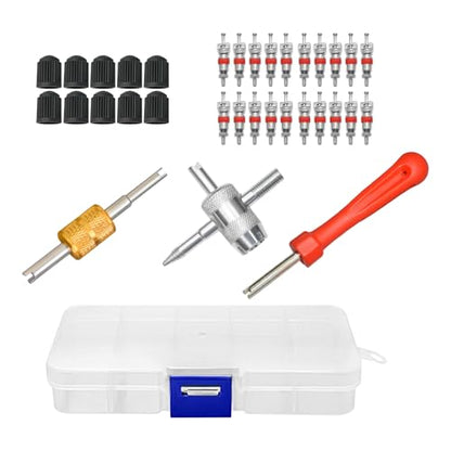 33-Piece Valve Core Removal Tool Kit, Bicycle Valve Core Removal Tool Set for Quick Tire Valve Stem Repair