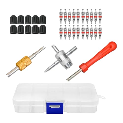 33-Piece Valve Core Removal Tool Kit, Bicycle Valve Core Removal Tool Set for Quick Tire Valve Stem Repair