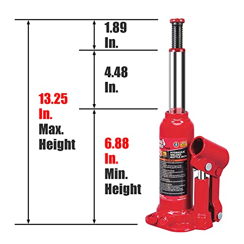 BIG RED T90203B Torin Hydraulic Welded Bottle Jack,(4,000 lb) Capacity, Red, 2 Ton (Pack of 6) - color: Red, size: 2 Ton (Pack of 6)