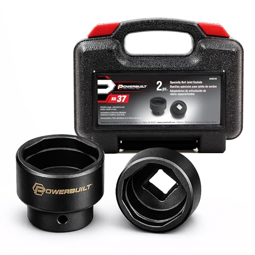 Powerbuilt 2 Piece Specialty Ball Joint Socket Set, Removes and Installs Chrysler Upper Ball Joints, 3/4" Drive 4-Sided Design with Storage Case - 648749