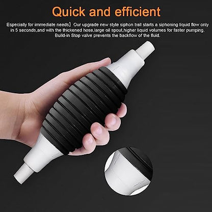 Manual Siphon Fuel Transfer Pump for Gasoline Oil and Water, Portable Hand Liquid Siphon Pump with 1.5m PVC Hose and Metal Clamps, High Flow Transfer Kit for Cars Boats and RVs