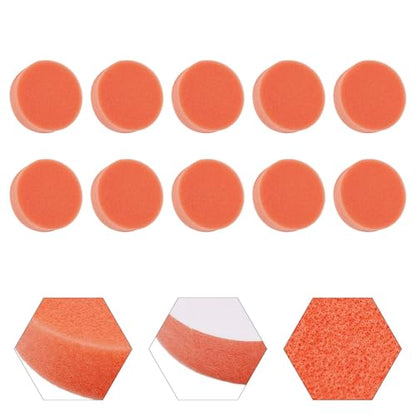 3 Inch Sponge Polishing Pad Set, 10 Pack for Orange Foam Buffing Pads 75mm x 25mm for Car Wax Sealant Shine, Smooth Surface Compatible with Polisher Tools