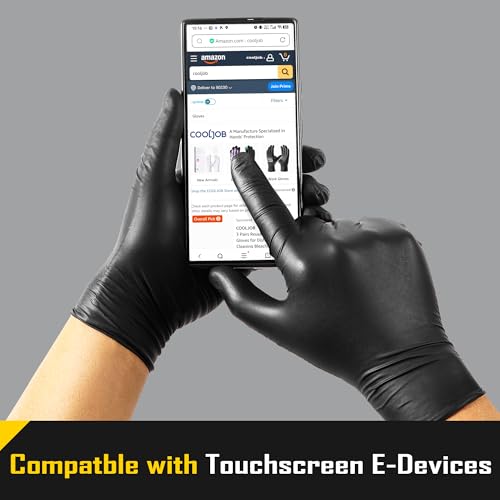 COOLJOB 5 Mil Black Disposable Nitrile Gloves for Men, Heavy-Duty for Household Cleaning, Cooking, Working, Powder Free, S-XL - size: XL (Pack of 1000)