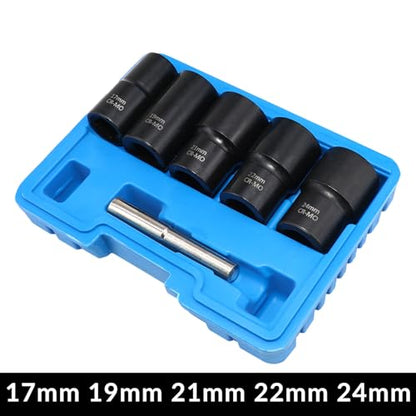 DPTOOL Bolt Nut Extractor Socket Set 17mm 19mm 21mm 22mm 24mm | 6pcs Lug Nut Remover Socket Set Wheel Locking Stripped Nut Extractor Old Rusted Damaged Emergency Bolt Remove Twist Socket - size: 6PC