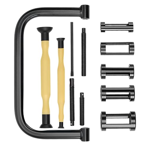 12 PCS Valve Spring Compressor Set, Valve Lapping Tool Kit with Extension Rods Solid C Clamp Lever Collet Pusher Adapters for Motorcycle Car ATV Small Engine Repair