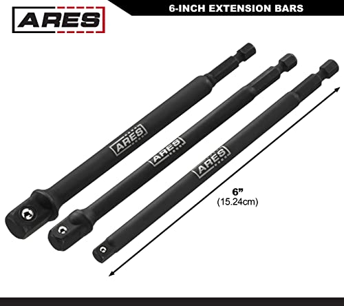 ARES 22023-6-Inch Impact Grade Socket Adapter Set - Turns Impact Drill Driver into High Speed Socket Driver - 1/4-Inch, 3/8-Inch, and 1/2-Inch Drive - size: 6-Inch Socket Adapter