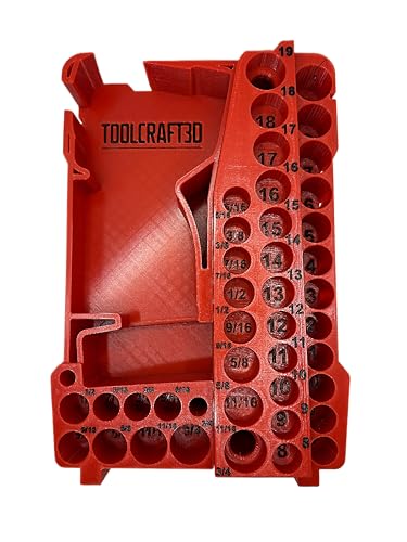 ToolCraft3d Design 3d Printed Insert Designed for Milwaukee Packout Organizer and Gen2 M12 Stubby 3/8" Impact (Insert Only) (Red) - color: Red
