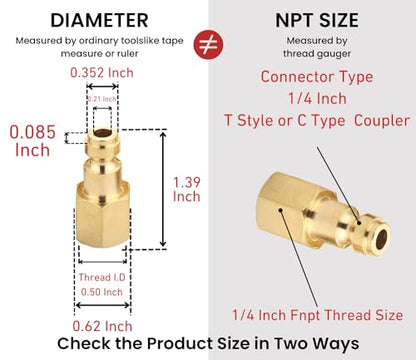 Coupler and Plug Kit (28 Piece), Automotive Type C, 1/4 Inch NPT, Solid Brass Quick Connect Air Fittings Set - size: Coupler and Plug Kit 28 Piece