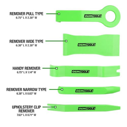 OEMTOOLS Trim Removal Tool Kit for Automotive Molding, Fasteners, & Bezels | 5 Piece Plastic Trim Removal Tool Kit Won’t Scratch Your Car, Impact-Resistant High-Quality Nylon, Extra Slim Profiles - style: 5-Pc Molding, Fasteners, & Bezels Removal Kit