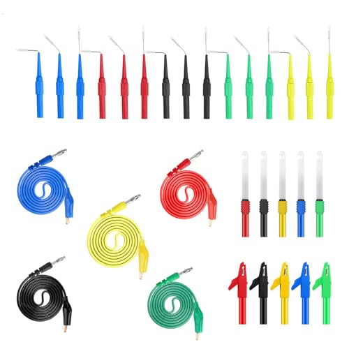 Back Probe Kit 30PCS,Banana Plug to Copper Alligator Clip Automotive Test Leads Set with Alligator Clips, Wire Piercing Probes,30V Back Probe Pins for Automotive Circuit Electrical Diagnostic Testing - color: Red