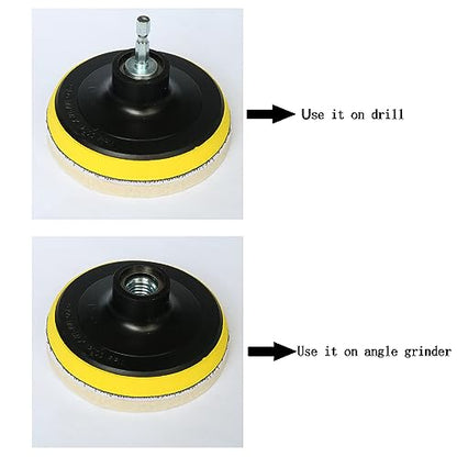 4 Inch Wool Felt Polishing Pad Buffing Wheel Kit for Drill,Fine Polishing of Metal Glass Stone (7)