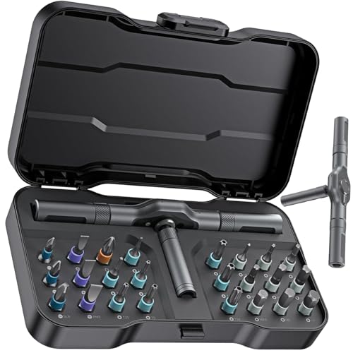 Magnetic Screwdriver Set 24 in1 Ratchet Screwdriver Kit Precision Repair Tool with DIY Detachable Ratchet Handle Multifunctional Toolbox Small Screw Driver Set