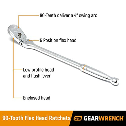 GEARWRENCH 16 Piece 1/2" 90T Ratchet & Drive Tool Set with EVA Foam Tray - 86522