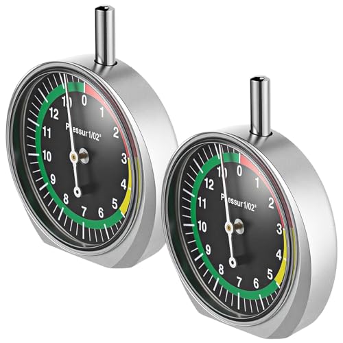 Tallew 2 Pcs Tire Tread Depth Gauge in 32nds Dial Type with Color Coded Easy Reading Tire Tread Gauge Professional Tool for Motorcycle Car Truck Bus, Silver