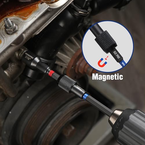 WORKPRO 27 PCS Magnetic Nut Driver Set, Impact Drill Driver Bit 1/4" Hex Shank, SAE & Metric Cr-V Steel Power Nut Drivers with Quick-release Extensions, Impact Socket Adapters, Bit Holder and Toolbox - size: 27PCS Magnetic Nut Driver Set