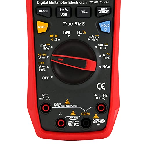 UNI-T Digital Multimeter Tester UT161E, True RMS 1000V AC DC Voltage Meter Tester Ohm Meter Capacitance Frequency 22000 Counts USB Transmission NCV hFE LPF ACV - size: UT161E Multimeter