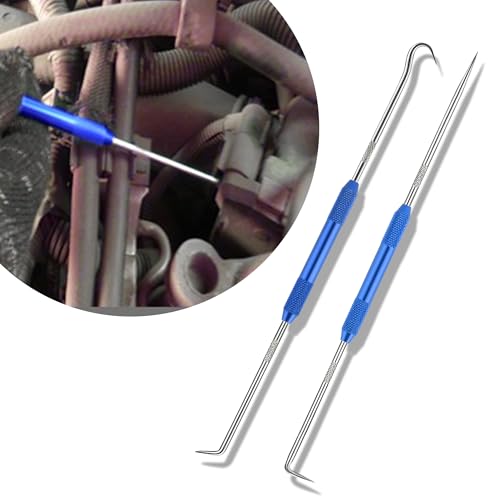 Salior 2PCS CarbonSteel Hook Tool and Pick Set,Double End Pick and Hook Set Auxiliary Dismantling Fittings,Universal O Ring Pick Set and Hook Tool Car Accessories Fit for Most Cars (Blue) - color: Blue