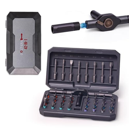 42 in 1 Magnetic Screwdriver Set, Magnetic Ratchet Screwdriver Set with Multi-Bit Ratcheting Handle & Bit Magnetizer, Compact Repair Tool Kit with Storage Case for Furniture, Computer, Bicycle and DIY - size: 42 in 1