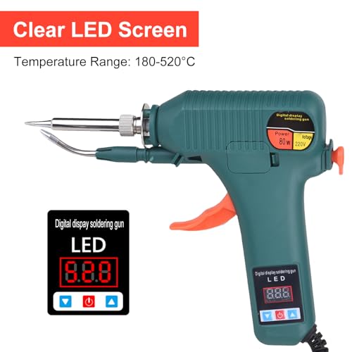 Soldering Gun Kit - Soldering Iron Kit with Adjustable Temp 180-520°C, ON/OFF Button, 80W LED Digital Internal Heat Soldering Gun, Auto Send Tin Soldering Kit for Electronics Welding Repair DIY