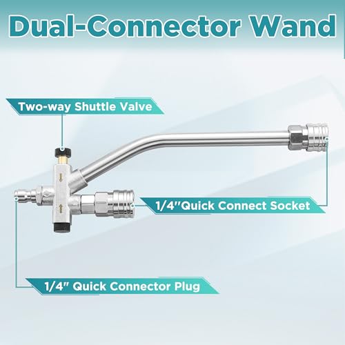 PWACCS Pressure Washer Foam Gun with Dual Connector Accessory, Short Power Washer Gun Foam Cannon and Double Tip Attachment Car Wash Kit, 1/4" Quick Connector, M22 Male Inlet, 4000 PSI, 1.5 Liter - size: 1.5 L