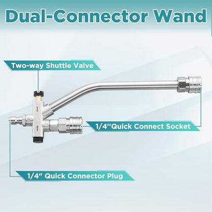 PWACCS Pressure Washer Foam Gun with Dual Connector Accessory, Short Power Washer Gun Foam Cannon and Double Tip Attachment Car Wash Kit, 1/4" Quick Connector, M22 Male Inlet, 4000 PSI, 1.5 Liter - size: 1.5 L