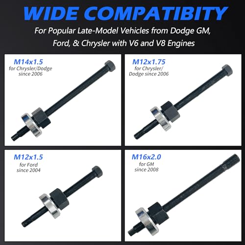 5Pcs Harmonic Balancer Installer Set, Extra Long Crank Pulley Damper Installation Tool for V8 and V6 Engines, Compatible with Dodge Chrysler Ford GM