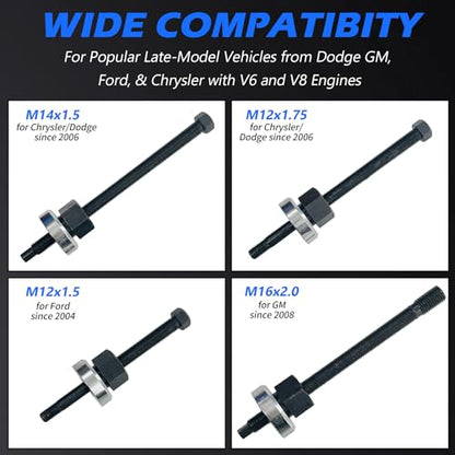 5Pcs Harmonic Balancer Installer Set, Extra Long Crank Pulley Damper Installation Tool for V8 and V6 Engines, Compatible with Dodge Chrysler Ford GM