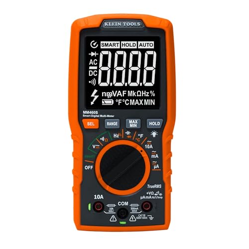 Klein Tools MM460S Smart Digital Multimeter, 600V AC/DC Auto-Ranging TRMS, Voltage Tester, Backlit Display, Hands-Free Operation, Professional Electrical Tester - size: Smart Meter