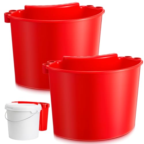 2 Pcs Car Detailing Bucket Organizer 10.2 x 7.8 x 5.5 Inch Car Washing Bucket Caddy Portable Multipurpose Hanging Organizer for Accessories Tool Home Garden Camping (Red) - color: Red