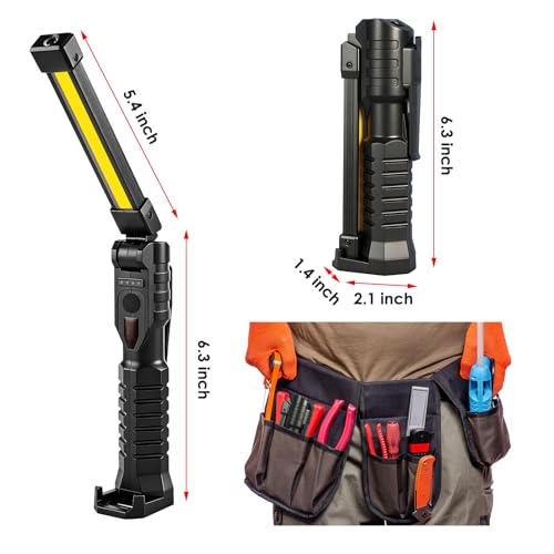 Led Work Light Magnetic, 7 Modes & 180°Rotate Rechargeable Led Work Light, Portable COB Flashlight with Strong Magnet, Mechanic Light for Car Repair, Camping, Emergency, Tool Gifts for Men Him (2)