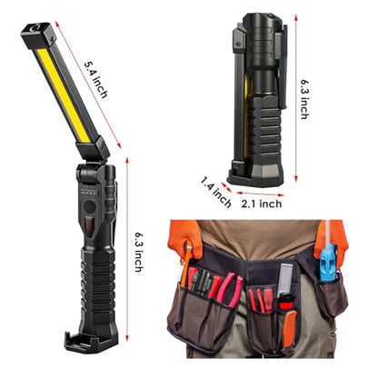 Led Work Light Magnetic, 7 Modes & 180°Rotate Rechargeable Led Work Light, Portable COB Flashlight with Strong Magnet, Mechanic Light for Car Repair, Camping, Emergency, Tool Gifts for Men Him (2)