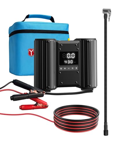 Dual-30mm-Cylinder 18000 RPM Motors Car Tire Inflator, Off Road Air Compressor for Truck 150 PSI 12V Heavy Duty Portable Tire Inflator with Gauge Auto Onboard