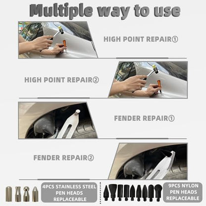 Big Size Dent Rods, Paintless Car Dent Removal Tool,Front Fender Damage Repair, Curved Rod Crowbar,Hook Rods Tools Kit