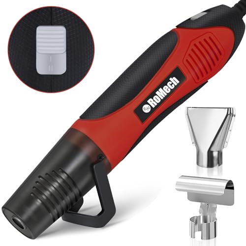 ROMECH 350W Heat Gun with 2 Nozzles, Dual Temp Heat Gun 400°F-660°F, Fast Heat Hot Air Gun with Overload Protection for DIY Craft Embossing Shrink Wrapping (Red) - color: Red