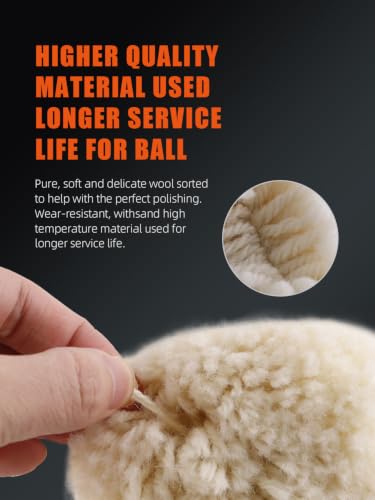 Wool Polishing Ball, 1Pc Heavy Cutting Wool Polishing Cone, SPTA Low Heat Car Wheel Hub Drill Wool Polishing Ball, Wool Polishing Cone for Car Detailing, Fast Oxidation & Scratch Removal -PT124 - color: Wool Polishing Cone