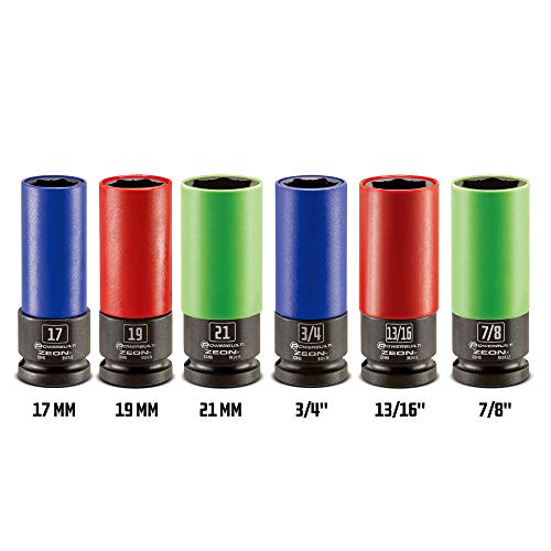 Powerbuilt 3/4 in. Zeon Lug Nut Socket Set for Damaged Lug Nuts - 941430M, Blue - size: 19.1 mm
