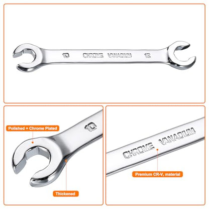 HARFINGTON Flare Nut Metric Wrench 10mm x 12mm CR-V Mirror Polished Chrome Plating Metric Wrench for DIY Hand-making Automotive Repairs and Household Maintenance - size: 10mm x 12mm