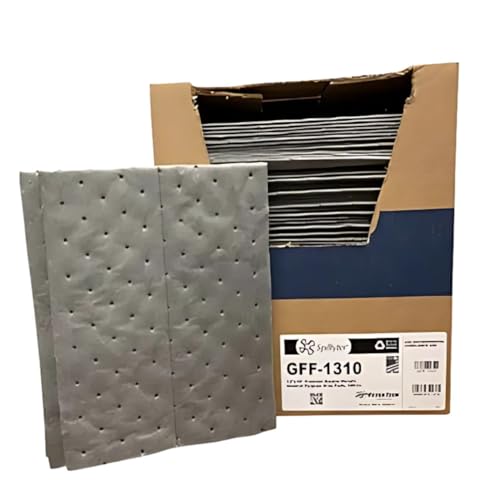 Spilfyter Universal Medium Duty Absorbent Pads, 13" x 10", 50 Count | Three Ply, Maximum Absorption, For Professional Tasks, Ideal for Extra-Heavy Spills, GFF-1310