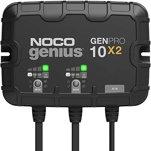 NOCO Genius GENPRO10X2: 2-Bank, 20A Onboard Battery Charger - 10A Per Bank, 12V Waterproof Marine Charger with Overcharge Protection & Temperature Compensation – for Lead-Acid & Lithium Batteries - size: 20A (10A per Bank)