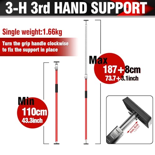 3-H Truck Bed Cargo Bar, 43"-77" Adjustable Heavy-Duty Steel Load Lock Bar with Push-Lock Safety Latch, Truck Bed Divider with Non-Slip TPR Pads for Pickup Trucks, SUVs, Vans,Red,1pc