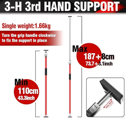 3-H Truck Bed Cargo Bar, 43"-77" Adjustable Heavy-Duty Steel Load Lock Bar with Push-Lock Safety Latch, Truck Bed Divider with Non-Slip TPR Pads for Pickup Trucks, SUVs, Vans,Red,1pc