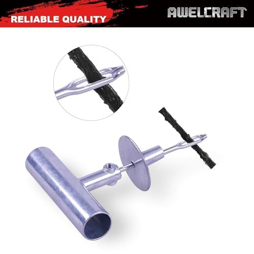 AWELCRAFT 35-Piece Heavy Duty Tire Plug Kit – Professional Flat Tire Repair for Car, Truck, Motorcycle, ATV, SUV – T-Handle Tools, Storage Case – Easy Puncture Repair, No Tire Removal Needed - size: 35 Piece Repair Kit